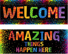 Classroom Banner Poster, 2 PCS Colorful Confetti Bulletin Board Decoration Motiv
