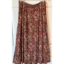 Vintage LIZ CLAIBORNE Rayon Drawstring Maxi Skirt With Pockets Large
