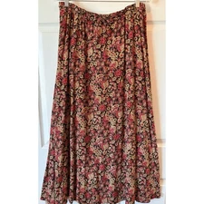 Vintage LIZ CLAIBORNE Rayon Drawstring Maxi Skirt With Pockets Large