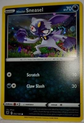 are swirls on pokemon cards rare Fart Swirl 🌀 Hisuian Sneasel 092/189 Cosmos Holo Rare Pokémon TCG  Exclusives