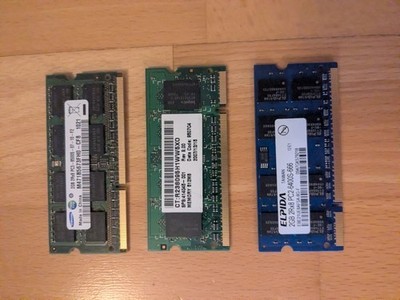 Laptop RAM Konvolut 3x SO-DIMM DDR2 DDR3 Samsung Hynix Elpida 4,5GB