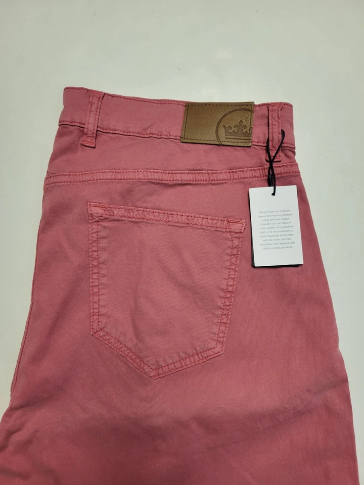 $200 Nova Calça Masculina PETER MILLAR Crown 5 Bolsos 40x32 Vermelho Pera Tencel Algodão 40 - Imagem 4 de 4
