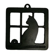 Black Cast Iron Trivet for Hot Dishes & Pots on Kitchen & Dining Table 6x6.5 C