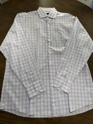 Proper Cloth Men s Purple Checker  Button Down Shirt Long Sleeve 2XL