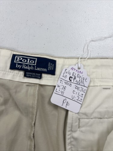 Polo Ralph Lauren Men's Beige Solid Cotton Khaki Pants 38X31 $98 - Picture 3 of 8