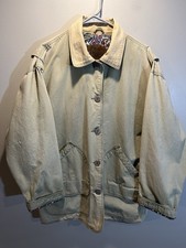 WOOLRICH Women s LG Jacket Coat Floral Lining Barn Chore 5150 Olive Faded Stains
