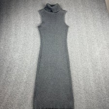 Romeo + Juliet Couture Gray Medium Sleeveless Turtleneck Ribbed Knit Midi Dress