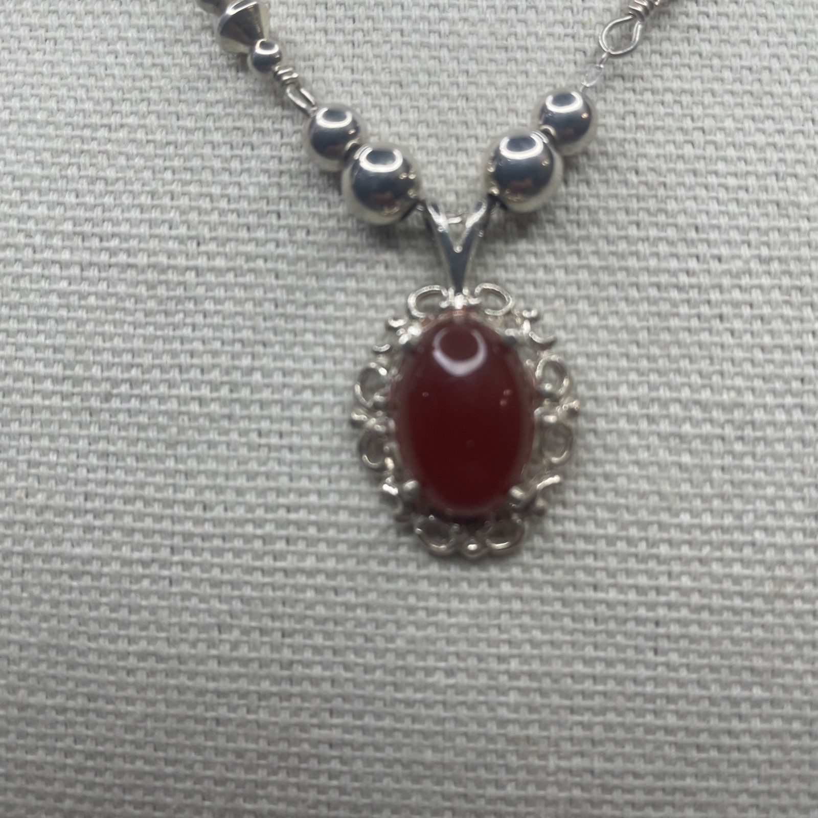 Solid Sterling 21” Figaro Artisan Made Carnelian … - image 9