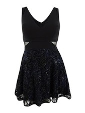 Xscape Women's Petite Fit & Flare Dress (12P, Black/Navy) 191837182387