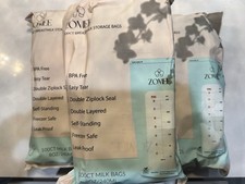 3-Zomee 300 Count Double Zip Breast Milk Storage Bags 8oz 240mL Freezer Safe USA