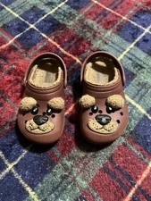  10c Crocs Kids Classic Fur Lined Brown Teddy Bear Croc Clog Slip On Shoe