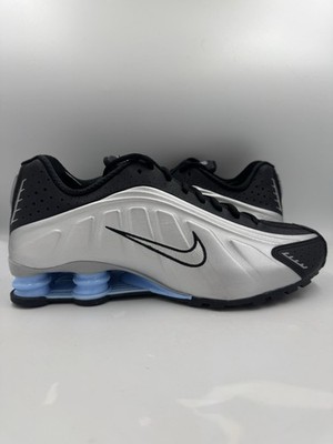 Nike Shox R4 Metallic Silver Black Psychic Blue HQ1988-004 Size 10.5