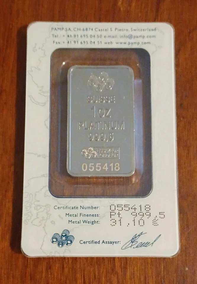 Pamp Suisse Lady Fortuna 1 oz platino fino 999,5 - sellado en ensayo Foto 2 de 2