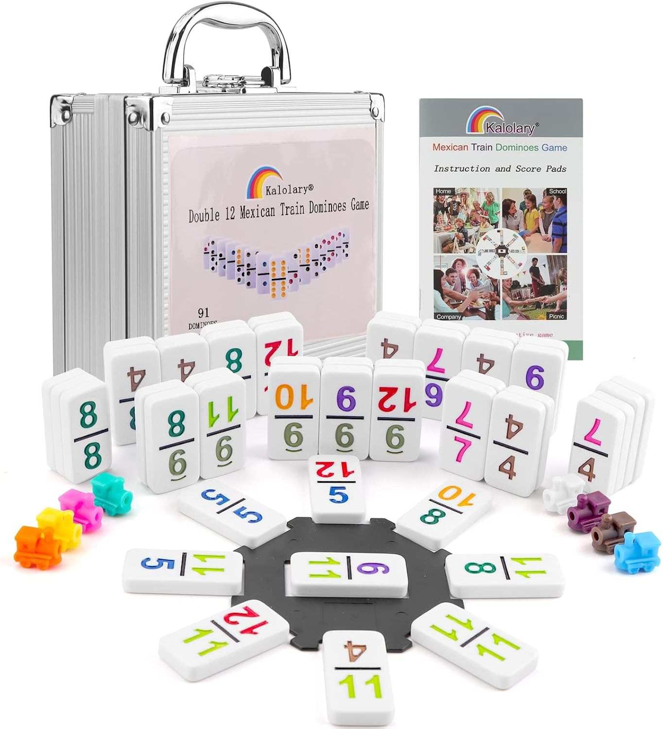 Kalolary Double 12 Mexican Train Dominoes, 91 Tiles Number Dominoes Games in an