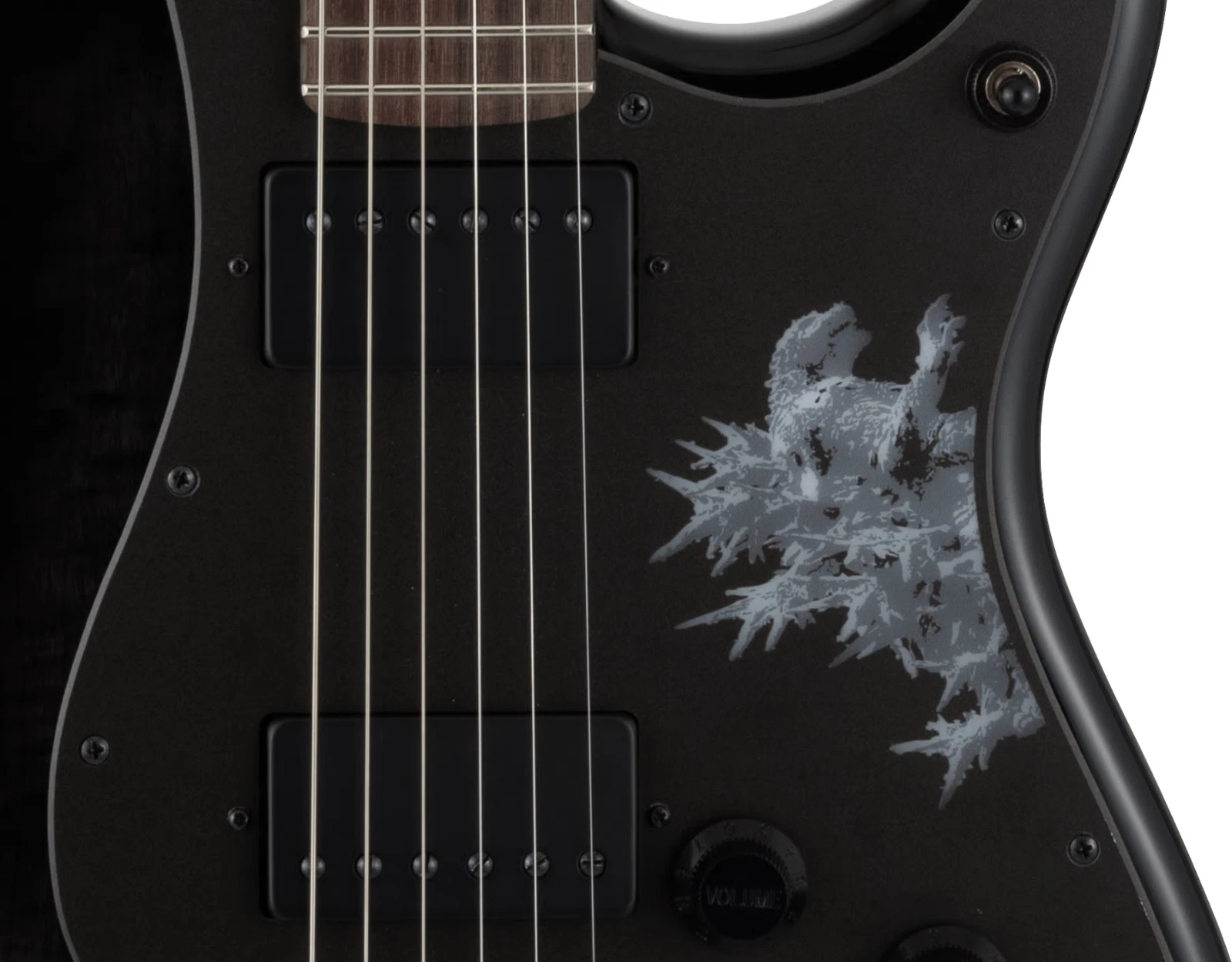 Fender Made in Japan Godzilla Stratocaster Godzilla Black Godzilla dorsal fin pickguard detail