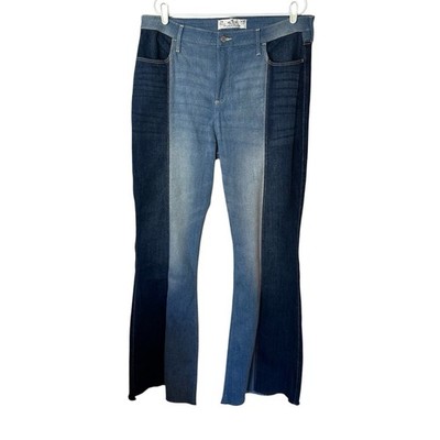 Hollister Curvy High-Rise Vtg Flare Two-Tone Blue Jeans Size 21 35x31 Stretch