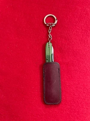 Vintage Taschenmesser/ klein - mit Alu-Griffschale grün ziseliert mit Lederetui - Bild 1 von 4