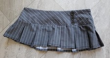Stripped Pleated  micro mini 8.5" skirt  Size L waist 34"