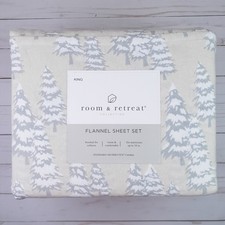 Room  Retreat King Size Flannel Sheets Sheet Set Winter Trees