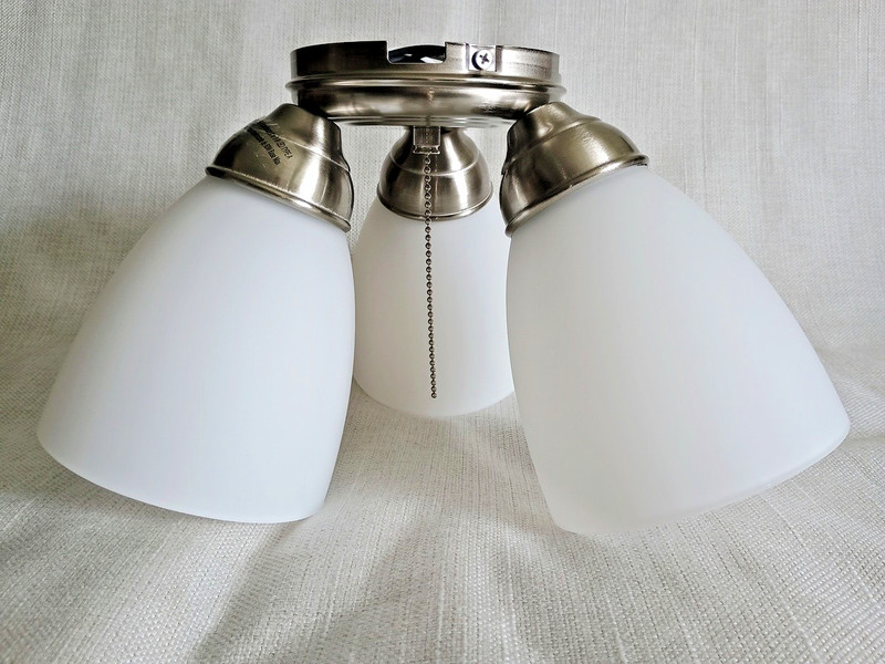 Hampton Bay Ceiling Fan Light Kit - Brushed Nickel 3-Light White Frosted Shades