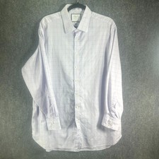 Charles Tyrwhitt Dress Shirt Mens 18/35 Lavender Cotton Check Classic Button Up