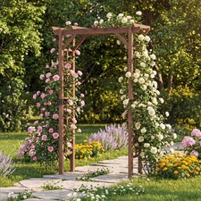 7 FT Garden Arch Wooden Arbor Outdoor Wood Trellis for Climbing Plant