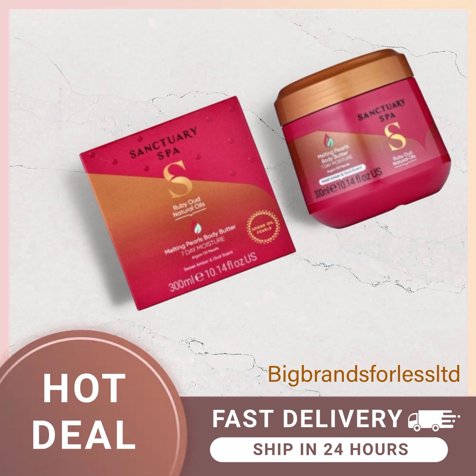 Sanctuary Spa Ruby Oud Melting Pearl Body Butter with Shea Butter & Argan  300ml