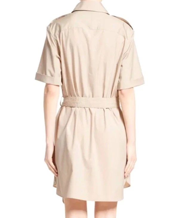 Burberry Designer Short-Sleeve Belted Trench Dress $1,790 US 4 Color Stone - Image 2 of 4