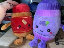 Hugme Peanut Butter & Grape Jelly 8" Plush NWT Play Right Hug Me Soft Toy