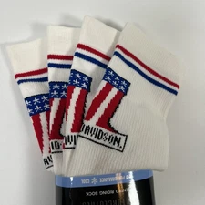 Harley Davidson Socks, Men’s Large, 2 Pair NEW! Made In USA White HD #1 Logo