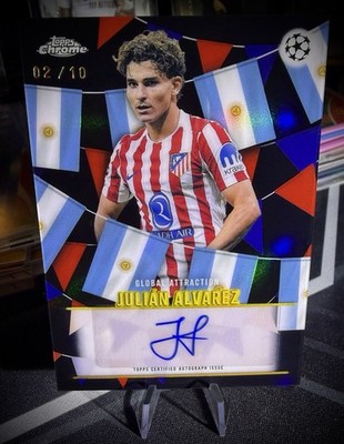 2025-26 Topps Chrome Julián Alvarez Global Attraction Argentina Black Auto /10 !