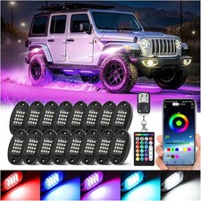 16 Pods RGB LED Rock Lights with Extension Wires, Waterproof Multicolor Underglo