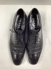 Prada Mens Dress Shoes Size 7.5 Black Leather Lace Up Italy DS4