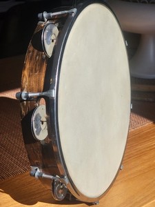VTG 11" Wooden PANDEIRO Hand Frame Drum/Percussion/Tambourine/Tunable Head JAPAN