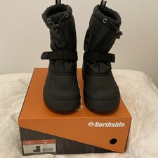 Boys Northside Black Frosty Polar Insulated Winter Boots Size 4