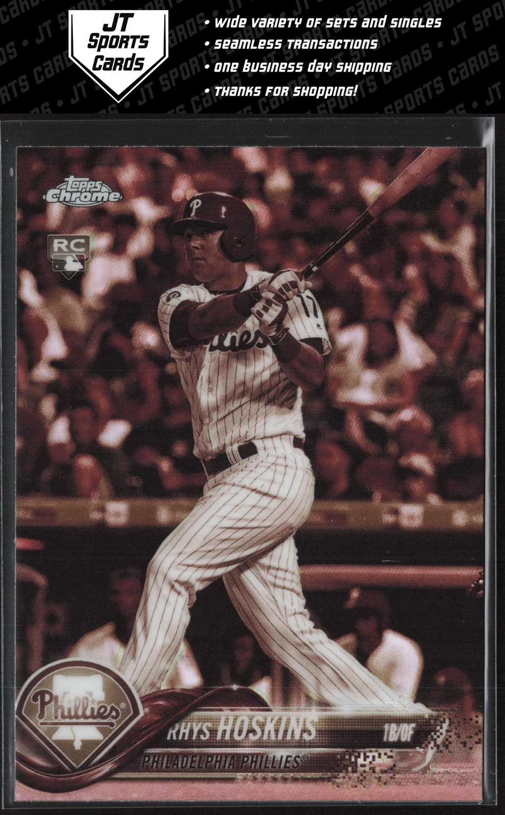 2018 Topps Chrome Rhys Hoskins 70 RC Sepia Refractor | Milwaukee Brewers