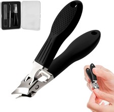 Wide Jaw Opening Anti-Splash Slanted Nail Clipper 3PCS Set with Case, Household
