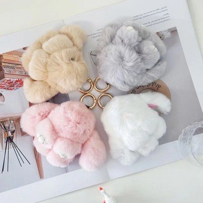 4PCS Cute rabbit keychain, soft plush, suitable for women's keychains
