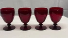Vintage Red Ruby Depression Glasses Beverage Drinking Entertainment Set of 4 Lot