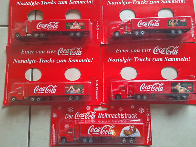 4 Coca Cola Nostalgie Minitrucks Werbetrucks  + 1 Weihnachtstruck extra ovp.