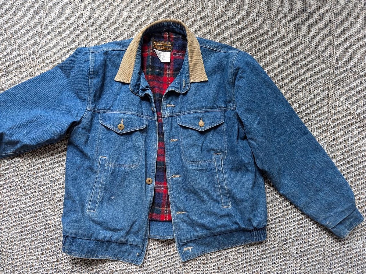 ジャケット・アウター 80's vintage eddie bauer denim jacket Vintage 1980s Eddie Bauer Denim Jacket Blanket Lined Made in Korea