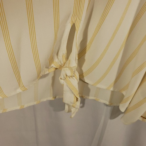 NWT Maurices Women Sz 0 Embroidery Bell Sleeve Top Yellow White Striped Boho NEW - Picture 6 of 10