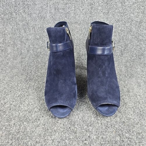 Marc Fisher Women's 6M Shimmee Pump Open Toe Bootie Heel Royal Blue Suede EUC - Picture 2 of 11