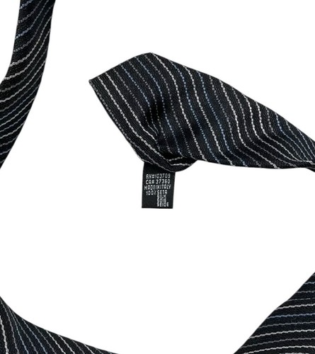 GIORGIO ARMANI Men's 100% Silk Necktie LUXURY Tie Black Striped W:3.5" EUC - Picture 3 of 4