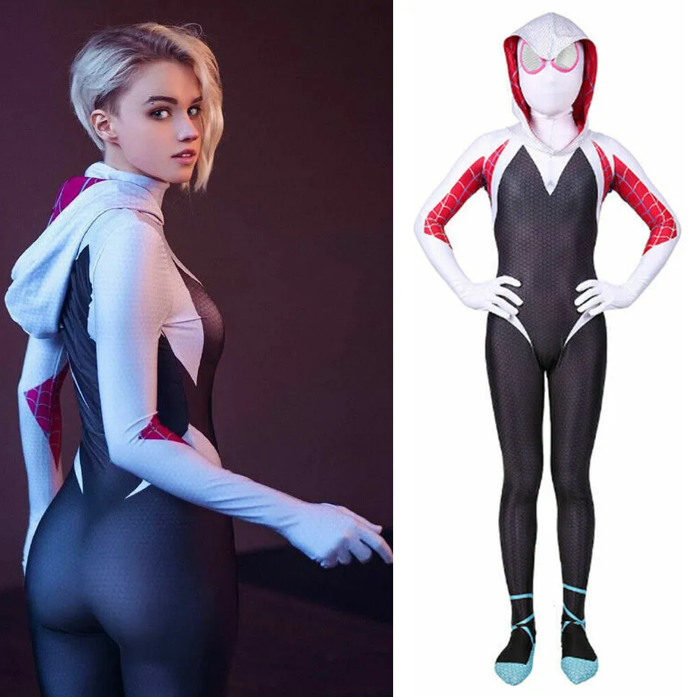 Spider Gwen Stacy Tights Bodysuit Womens Zentai Jumpsuit Cosplay Costume  Gift