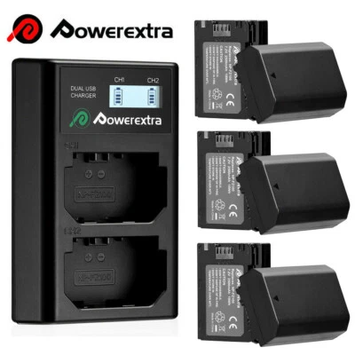 POWEREXTRA 2.5Ah NP-FZ100 Li-ion Battery / Dual LCD Charger For Sony A9 A7 III A7R III DSLR