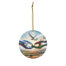 Hanging Ceramic Christmas Tree Ornament Charm - Hands of Peace