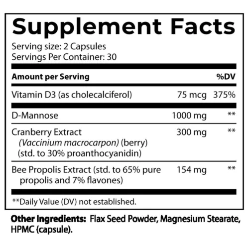 UT Fix D Mannose & Cranberry 60 Capsules - Improves Urinary Tract Health - Picture 2 of 12