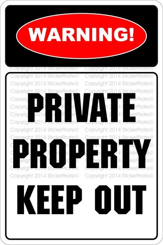 metal sign warning private property keep out 1 8" x 12" aluminum