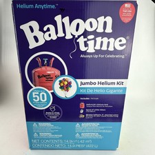 Balloon Time Jumbo Helium Kit Tank 14.9 cu.ft 50 Balloons Ribbon
